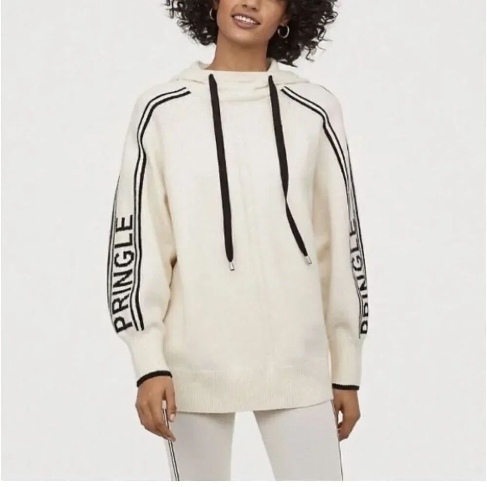 H&M Limited Edition Pringle Women’s Wool Blend Hooded Knit Sweater SzM Oversized